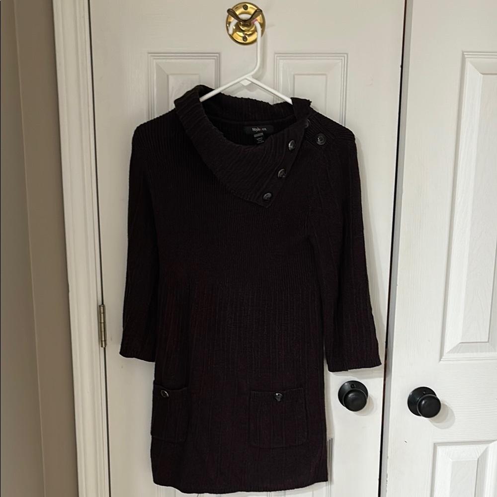 Style & Co Purple Cowl Neck Sweater Long Sleeved Knit